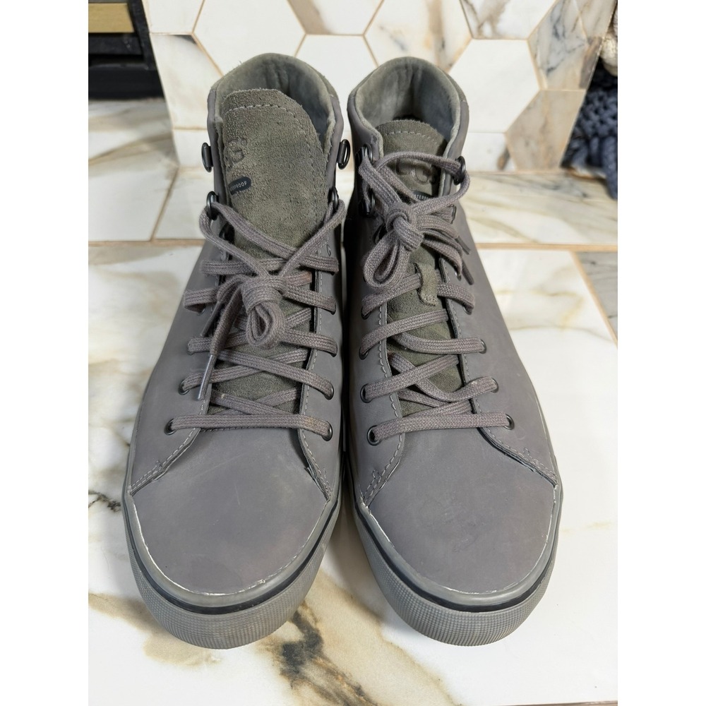 UGG Hoyt Waterproof High Top Sneaker Mens 9.5 Grey Leather Suede 1012615 - Picture 2 of 10